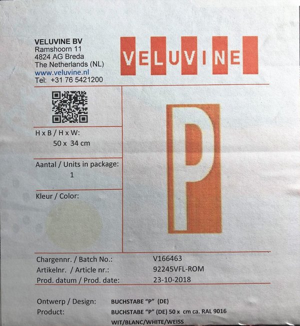Veluflex Fertigmarkierung Parplatzsymbol "P" 50 cm x 34 cm / Preis je Stk. 28,00 €