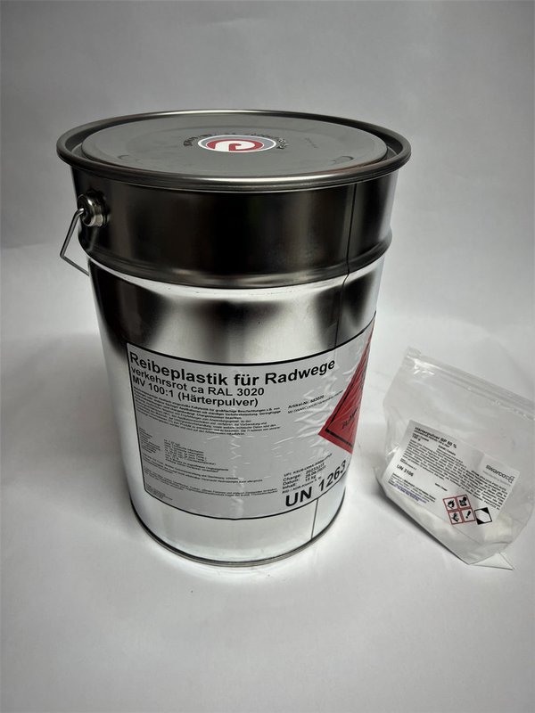 Reibeplastik rot RAL 3020 2-K Kaltplastik incl. Pulverhärter 15kg Grundpreis 10,34€/kg